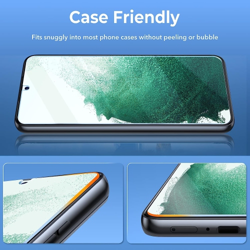 [2+2 Packs] 2 Packs Screen Protector for Galaxy S22 and 2 Packs Camera Lens Protector 6.1-Inch with Accurate Alignment Frame, 9H Tempered Glass,