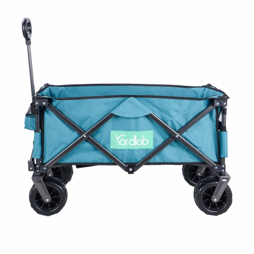 Folding Outdoor Utility Wagon 176lbs Loading, Collapsible Garden Cart Heavy Duty Camping Shopping Cart with Storage Bag and Big Wheels