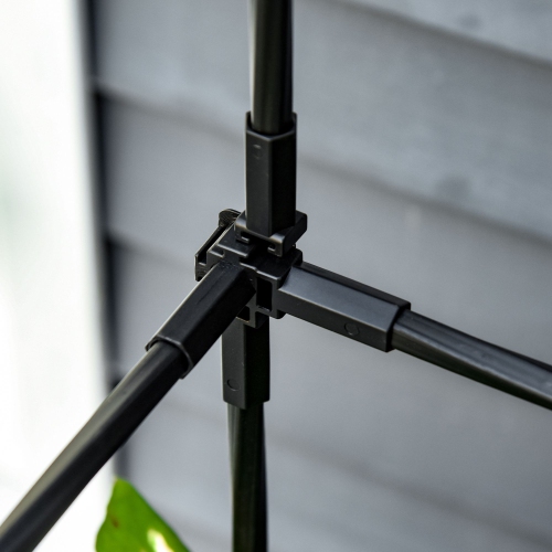 Outsunny Raised Garden Bed with Tomato Planter Cage, Plastic Planter Box with Trellis, Self-Watering Disk, Drainage Holes for Climbing Plants