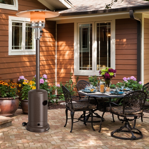 Patiojoy Outdoor 50000 BTU Standing Heater LP Propane Heater w/Wheels Silver/Black/Bronze/Gray