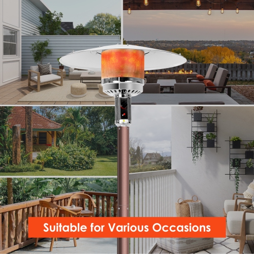 Patiojoy Outdoor 50000 BTU Standing Heater LP Propane Heater w/Wheels Silver/Black/Bronze/Gray