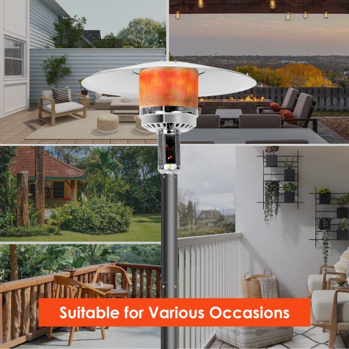 Patiojoy Outdoor 50000 BTU Standing Heater LP Propane Heater w/Wheels Silver/Black/Bronze/Gray