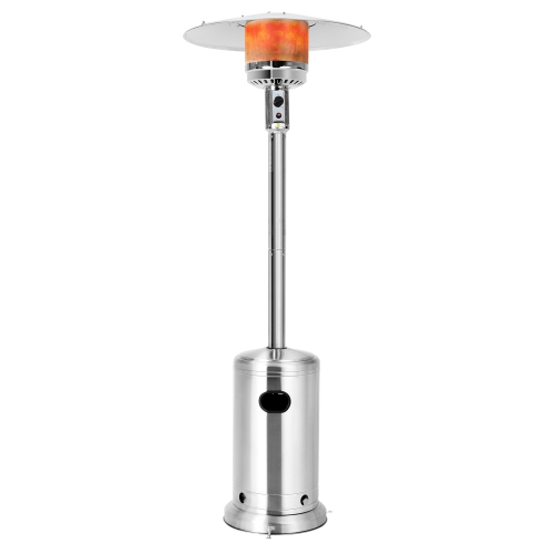 Patiojoy Outdoor 50000 BTU Standing Heater LP Propane Heater w/Wheels Silver/Black/Bronze/Gray
