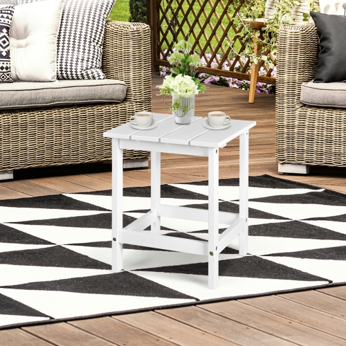 Topbuy 15" Outdoor Square Side End Table Wooden Coffee Table Suitable for Garden Patio Balcony White/Gray/Black