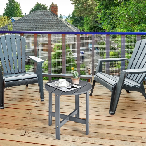 Topbuy 18" Outdoor Round Side Table Wooden Coffee Table Suitable for Garden Patio Balcony White/Gray/Black