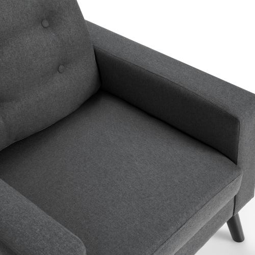 Topbuy Modern Armrest Accent Single Sofa Upholstered Living Room Chair with 2 Side Pockets Beige