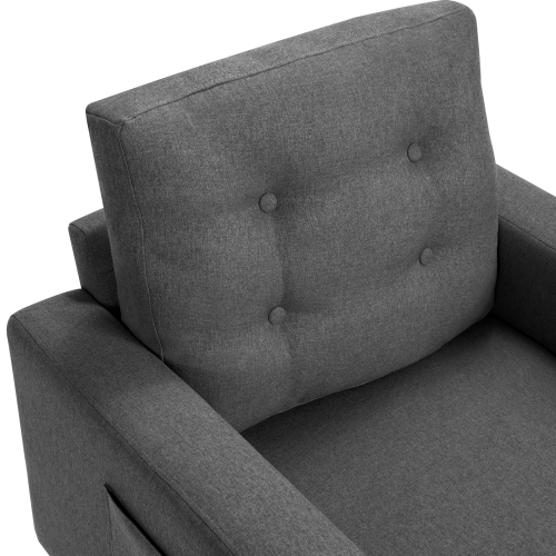 Topbuy Modern Armrest Accent Single Sofa Upholstered Living Room Chair with 2 Side Pockets Beige