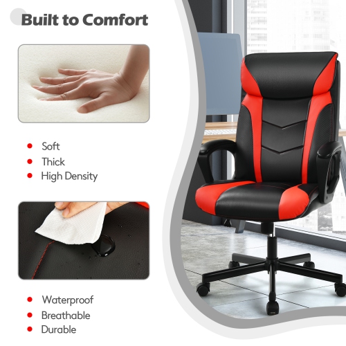 Topbuy Office Chair Ergonomic Desks Chair Swivel Computer Chair w/Armrests White/Red/Blue