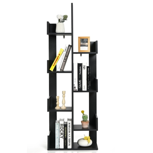 Topbuy 8-Tier Modern Bookshelf Anti-fall Tree Bookcase Storage Rack Suitable for Home & Office Brown/White/Black