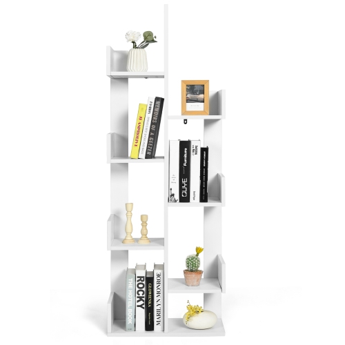 Topbuy 8-Tier Modern Bookshelf Anti-fall Tree Bookcase Storage Rack Suitable for Home & Office Brown/White/Black