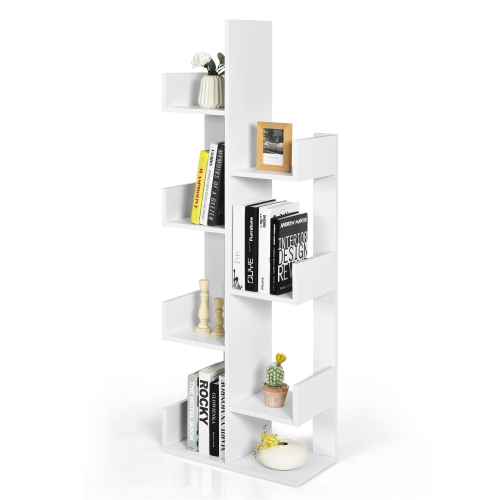 Topbuy 8-Tier Modern Bookshelf Anti-fall Tree Bookcase Storage Rack Suitable for Home & Office Brown/White/Black