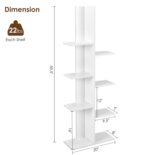 Topbuy Modern Multi-Layer Bookshelf Floor Standing Bookcase w/Anti-fall device Storage Rack for Home Office Rustic