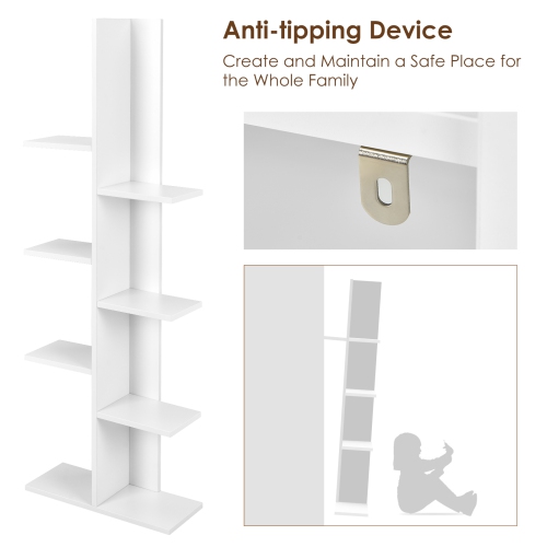 Topbuy Modern Multi-Layer Bookshelf Floor Standing Bookcase w/Anti-fall device Storage Rack for Home Office Rustic