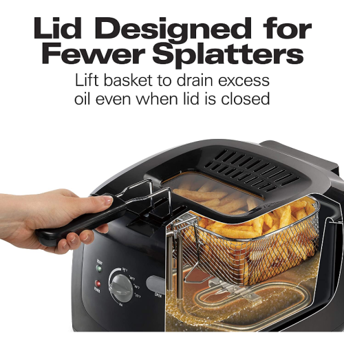 Hamilton Beach 35021C 2-Liter Oil Capacity Deep Fryer with Cool Touch Sides, Black