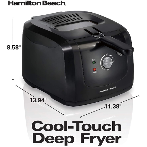 Hamilton Beach 35021C 2-Liter Oil Capacity Deep Fryer with Cool Touch Sides, Black