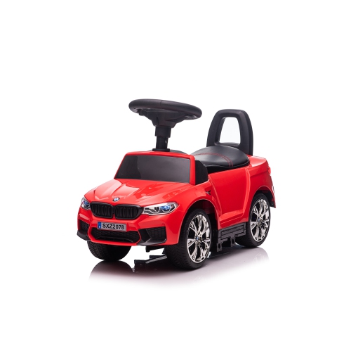 Voltz Toys Licensed BMW M5 4-in-1 Push Pedal Ride On Car Baby Walker with Push Bar, Leather Seat, Foot Rest and Rocking Chair Rails(Red)