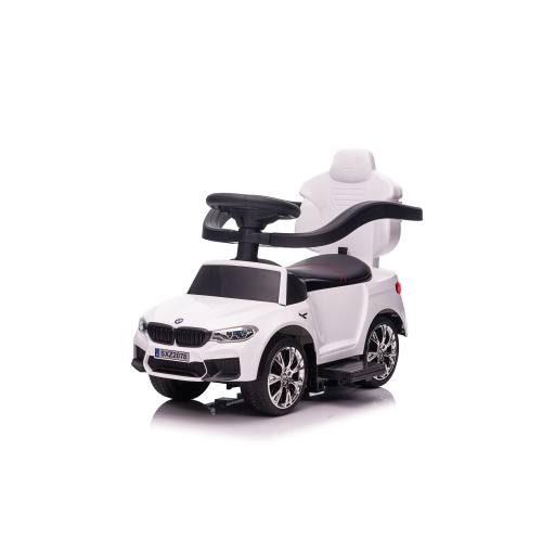 Voltz Toys Licensed BMW M5 4-in-1 Push Pedal Ride On Car Baby Walker with Push Bar, Leather Seat, Foot Rest and Rocking Chair Rails(White)