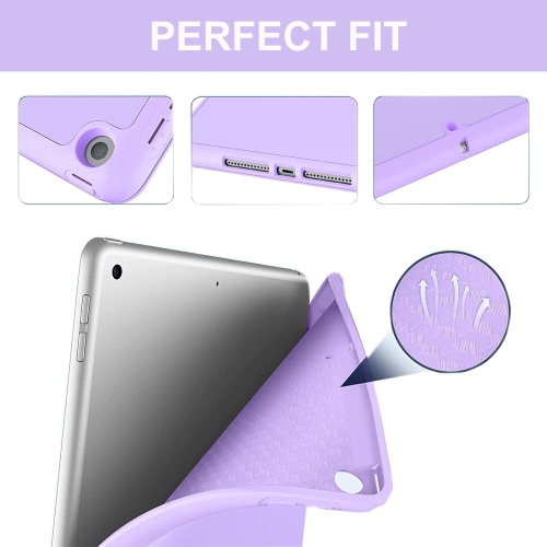 【CSmart】 Slim Magnetic Smart Cover Stand Case & Pencil Holder for iPad 10.2" 7th 8th 9th Gen., Purple