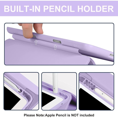 【CSmart】 Slim Magnetic Smart Cover Stand Case & Pencil Holder for iPad 10.2" 7th 8th 9th Gen., Purple