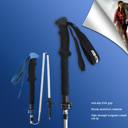 Collapsible Trekking Poles, Aluminum Folding Walking Hiking Sticks for hiking, Adjustable Height 5-Section
