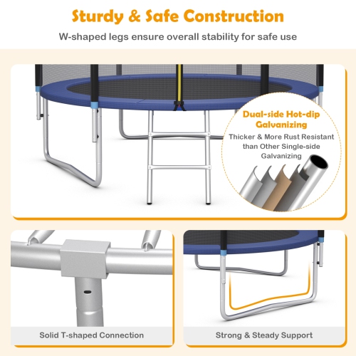 Patiojoy 8ft Trampoline with Safety Enclosure Net & Spring Pad Jumping Mat