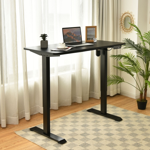 Topbuy Electric Height Adjustable Mobile Standing Desk Home Office Stand Up Computer Workstation Black/Maple/Teak/White