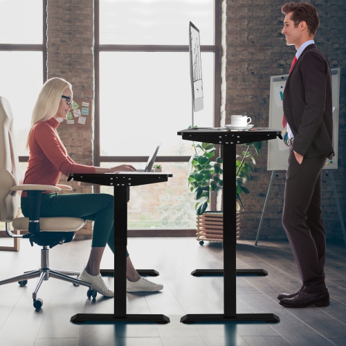 Topbuy Electric Height Adjustable Mobile Standing Desk Home Office Stand Up Computer Workstation Black/Maple/Teak/White