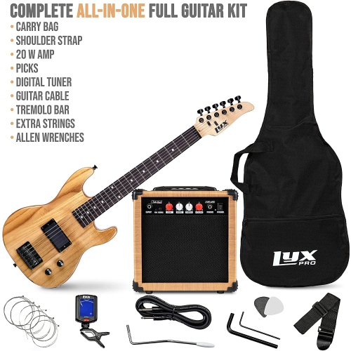 LyxPro 30 Inch Electric Guitar Starter Kit for Kids with 3/4 Size Beginner’s Guitar, Amp, Six Strings, Two Picks, Shoulder Strap, Digital Clip On
