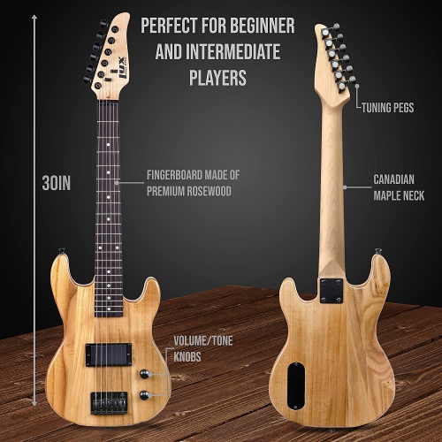 LyxPro 30 Inch Electric Guitar Starter Kit for Kids with 3/4 Size Beginner’s Guitar, Amp, Six Strings, Two Picks, Shoulder Strap, Digital Clip On
