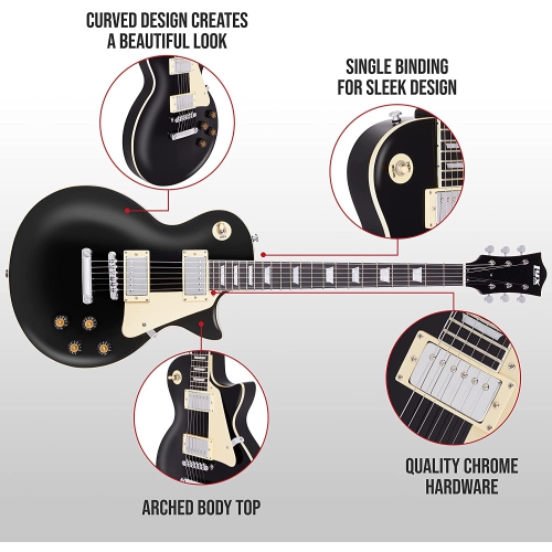 LyxPro 39” SB Series Electric Guitar, Kit for Beginner, Intermediate & Pro Players Solid Body Guitar, Bonus 2-Pack of Picks, Mahogany Wood,