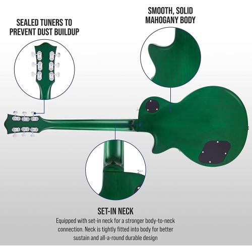 LyxPro 39” SB Series Electric Guitar, Kit for Beginner, Intermediate & Pro Players Solid Body Guitar, Bonus 2-Pack of Picks, Mahogany Wood,