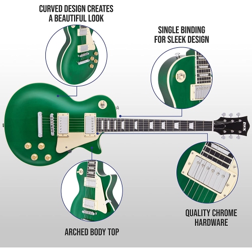 LyxPro 39” SB Series Electric Guitar, Kit for Beginner, Intermediate & Pro Players Solid Body Guitar, Bonus 2-Pack of Picks, Mahogany Wood,