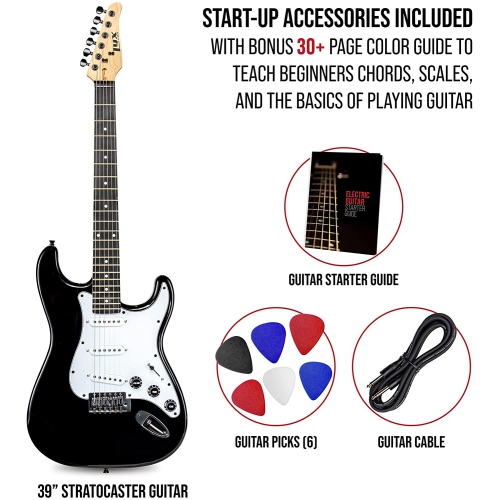 LyxPro CS 39” Electric Guitar Kit for Beginner, Intermediate & Pro Players with Guitar, Amp Cable, 6 Picks & Learner’s Guide | Solid Wood Body,