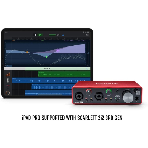 Ensemble avec interface audio USB 2 2x2 Scarlett de Focusrite, logiciel de production de musique créative, paire de haut-parleurs de contrôle Studio