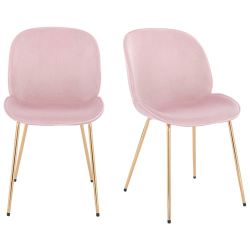 Fairy Home Luin Modern Fabric Dining Chair - Set of 2 - Pink