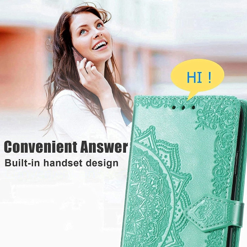 LEDEX Leather Flip Wallet Case Card Holder Embossed Mandala Floral Pattern Premium SKYXD Luxury 3D for Samsung Galaxy S21 FE - Free Shipping