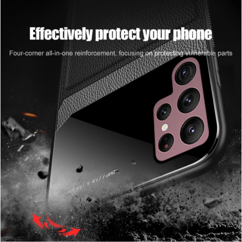 ROBINSON Étui en Cuir de PU Anti Choc Coque Mat Ultra Fine Slim Dure Etui de Protection Pour Samsung Galaxy S22 Ultra