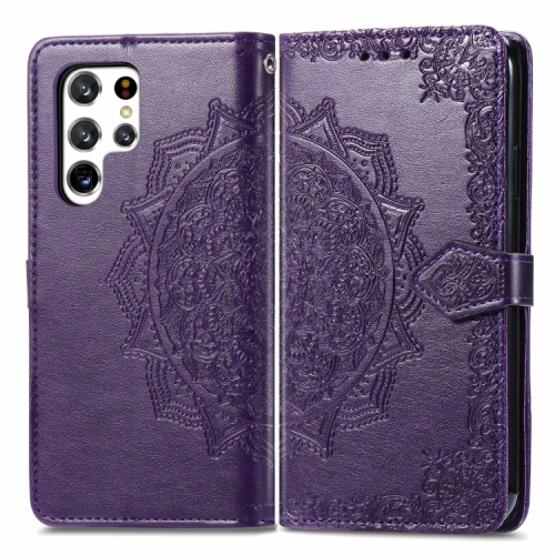 Ledex Luxe cuir cuir fleur Mandala étui portefeuille cuir polyuréthane Premium SKYXD Luxury 3D pour Samsung Galaxy S22 Ultra