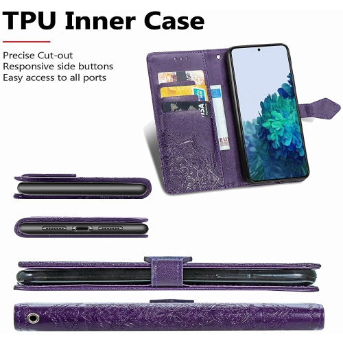 Ledex Luxe cuir cuir fleur Mandala étui portefeuille cuir polyuréthane Premium SKYXD Luxury 3D pour Samsung Galaxy S22 Ultra