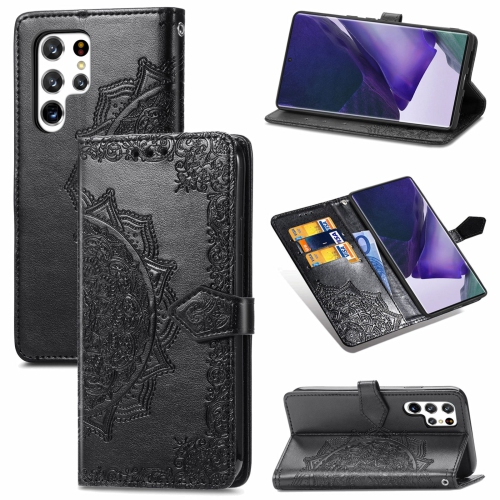 LEDEX Leather Flip Wallet Case Card Holder Embossed Mandala Floral ...