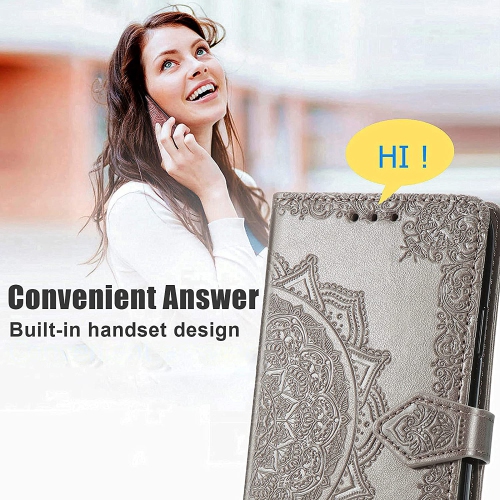 LEDEX Leather Flip Wallet Case Card Holder Embossed Mandala Floral Pattern Premium SKYXD Luxury 3D for Samsung Galaxy S21 FE - Free Shipping