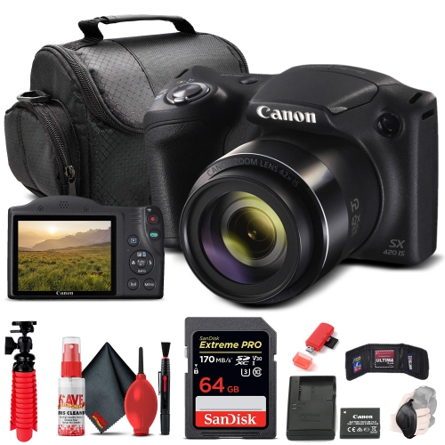 Canon PowerShot SX420 IS Digital Camera (1068C001) + 64GB Card Base Bundle