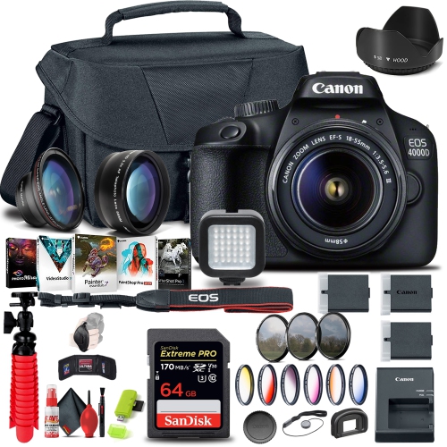  Canon EOS 4000D / Rebel T100 DSLR Camera (Body Only) +  Professional Accessory Bundle : Electronics