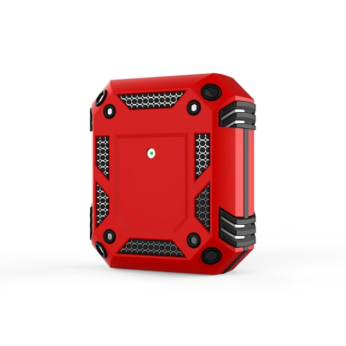 Heavy Duty Anti-Drop Full Body Protective Rugged Case Cover & Keychain for Apple AirPods 1 2, Red