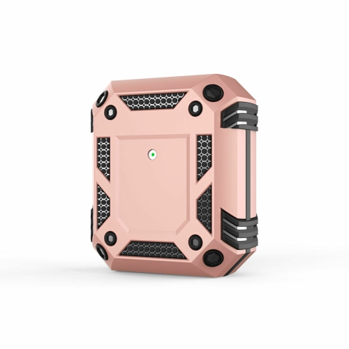 Heavy Duty Anti-Drop Full Body Protective Rugged Case Cover & Keychain for Apple AirPods 1 2, Rose Gold