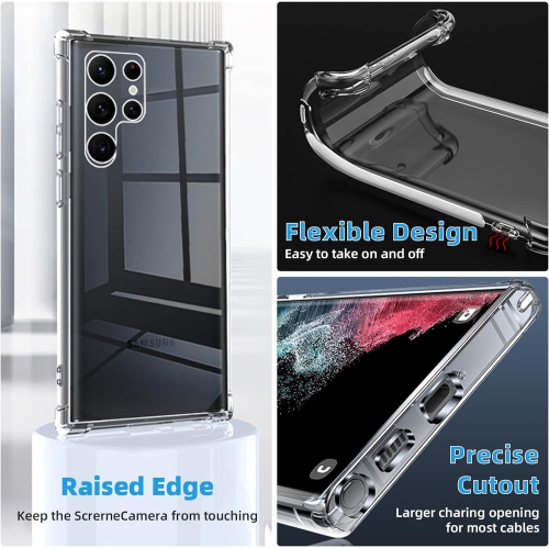 [5 in 1] Privacy Screen Protector and Clear Case for Samsung Galaxy S22 Ultra 5G 6.8", 2 Tempered Glass Camera Lens Protector+2 Flexible TPU Screen