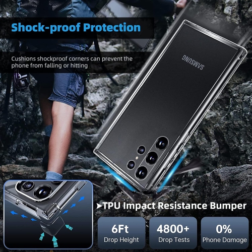 [5 in 1] Privacy Screen Protector and Clear Case for Samsung Galaxy S22 Ultra 5G 6.8", 2 Tempered Glass Camera Lens Protector+2 Flexible TPU Screen