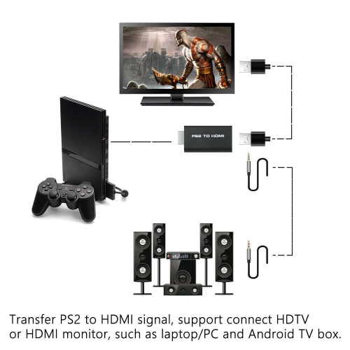 PS2 to HDMI Converter Audio Video Adapter for Playstation 2/HDTV HDMI Monitor PS2 to HDMI Adapter with 3.5mm Headphone Aud