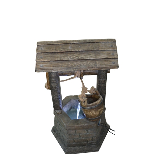 Hi-Line Gift Ltd Fountain-Wishing Well with Pouring Bucket & LED