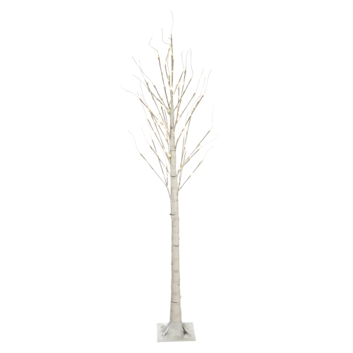 Hi-Line Gift Ltd Birch Tree On Metal Base In/Outdoor 120 LED 83 Inch High with 8 Lighting Modes